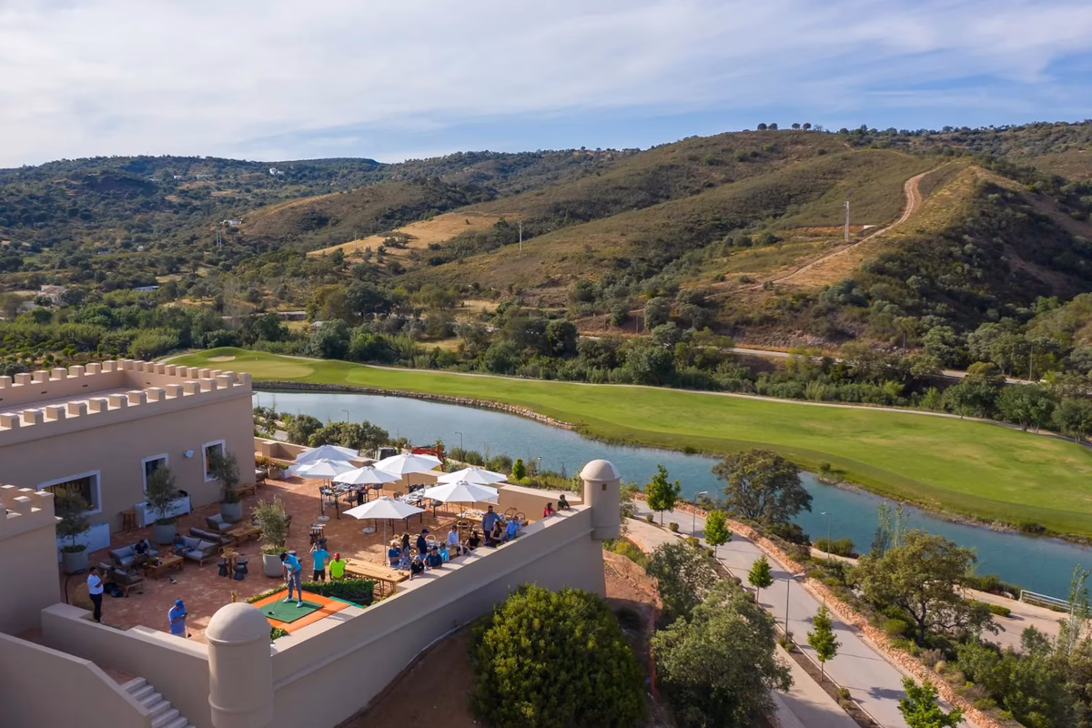 Ombria clubhouse terrace with hillside views